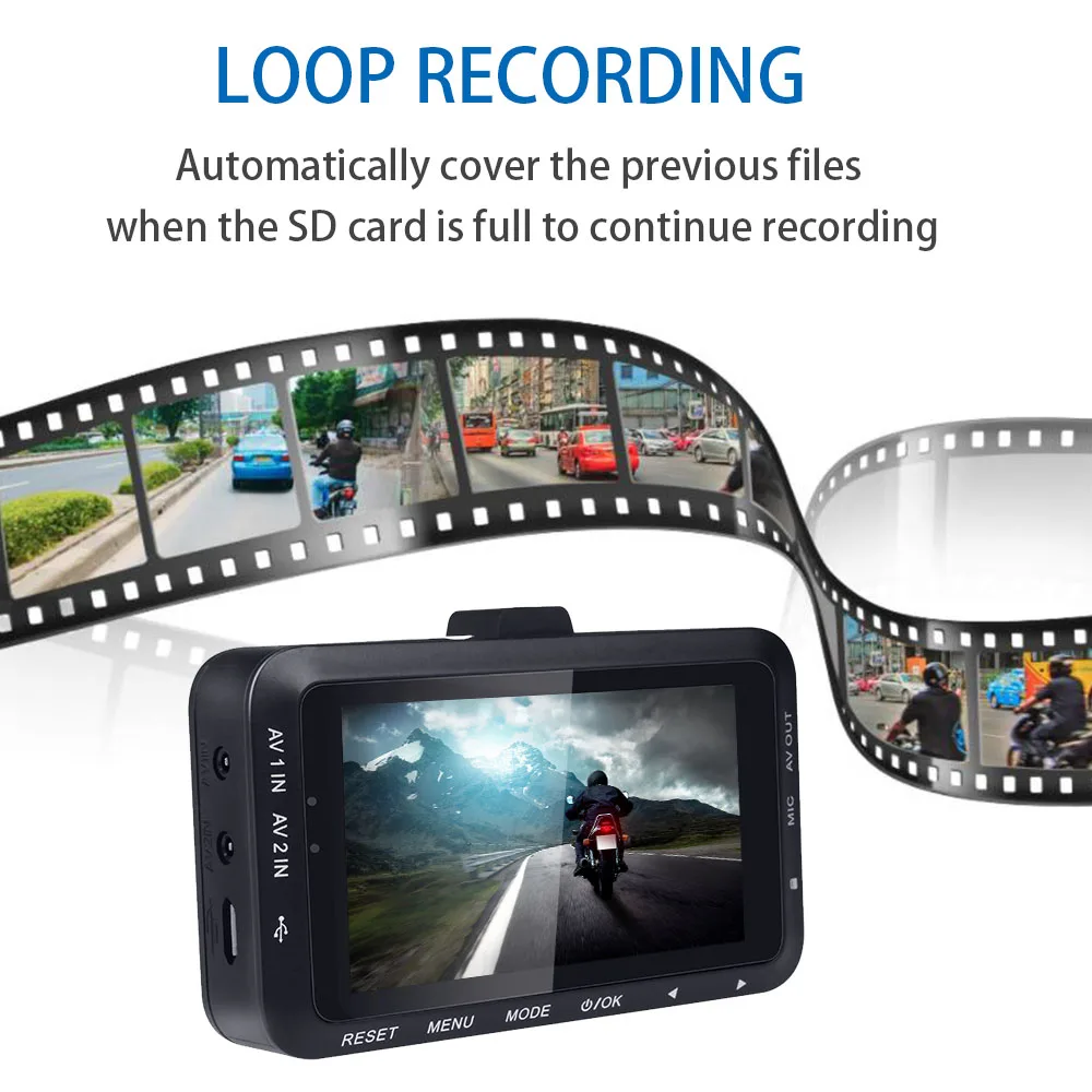  Fodsports 3 Inch DV168 Motorcycle DVR Motorbike Video Recorder Dual Dush Lens Cameras Dash Cam Nigh - 32840699275