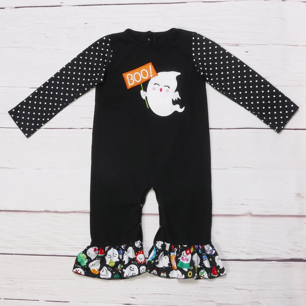 

Toddler Clothing Full Romper Halloween Floral Pattern Ruffle Romper Boutique Baby Girl Romper Match Dress GPF905-688-HY