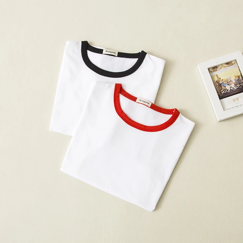 Летняя Стильная хлопковая Детская футболка с короткими рукавами для мальчиков и девочек, белые футболки, детская Базовая рубашка, одежда для малышей 0-14 лет