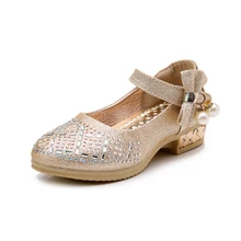 Kids High Heels Girls Shoes PU Leather Children Shoes 2019 Shining Summer Sandals Big Kids Princess Wedding Shoes for Girls girls roman sandals for kids princess shoes summer fashion high heels soft leather children open toe sandal dress wedding party