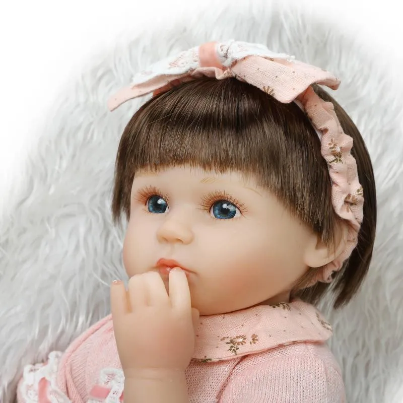 Free Shipping 42 CM Real Like Newborn Baby Girl Dolls Soft Silicone