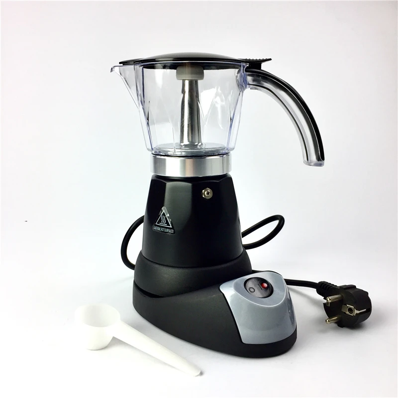 Кофейник Moka, черный, 300 мл, алюминиевый, электрический, Moka Pot V60, Перколятор, Mocha, кофемашина, эспрессо, Кофеварка