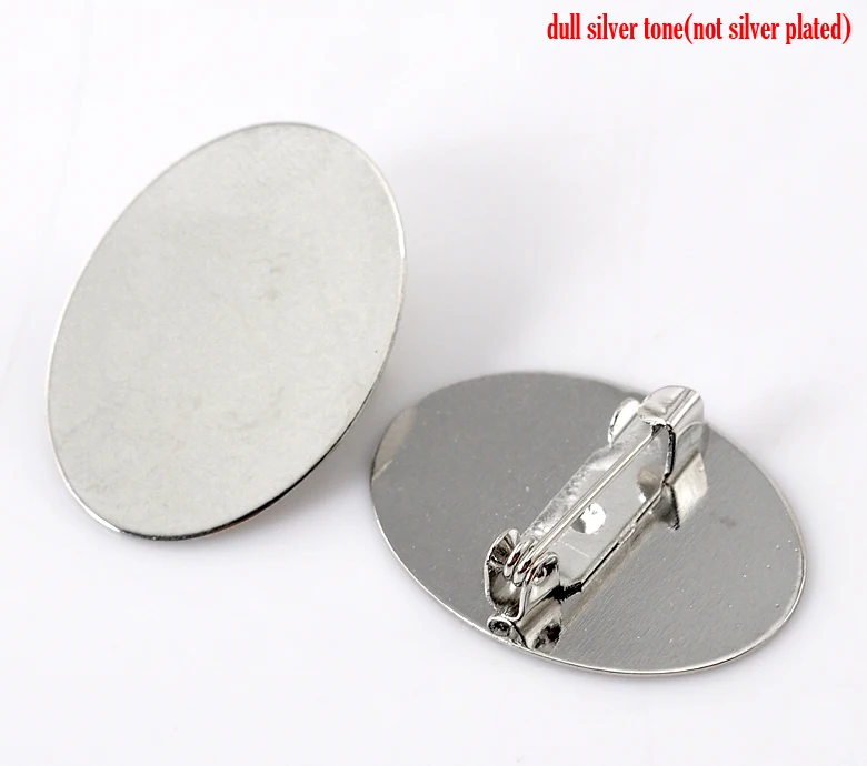 

DoreenBeads Copper Alloy Brooches Findings Oval Silver Tone Cabochon Settings(Fits 25mm x 18mm)25mm(1")x 18mm(6/8"),2 Pieces