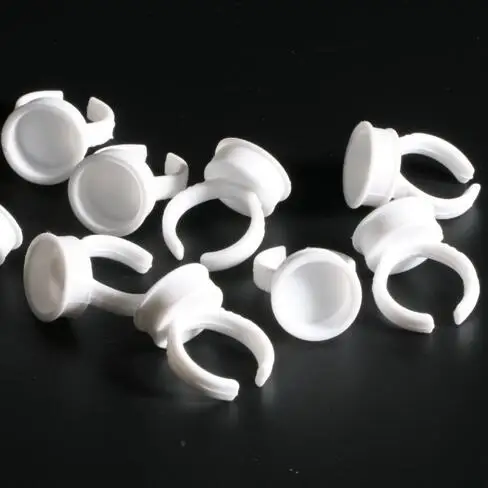 

100pcs Disposable Glue Rings False Eyelash Glue Holder White Plastic Holders Glue Rings