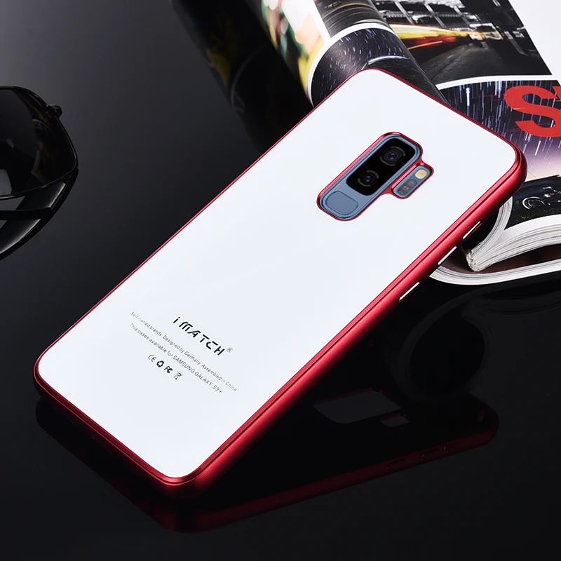 iMatch Aviation Aluminum Alloy Metal Bumper Tempered Glass Back Cover Case for Samsung Galaxy S9 & Samsung Galaxy S9 Plus