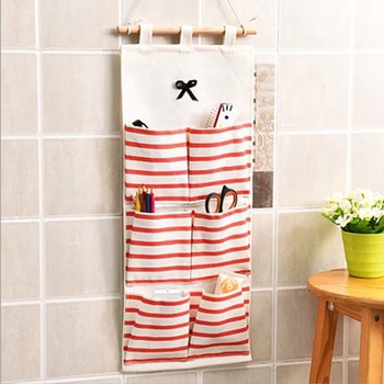 

Sundry Cotton Wall Hanging Organizer Bag Multi-layer Holder Storage Bag Home Decoration Makeup Rack Linen Jewelry 5 Aad 8 Pocket