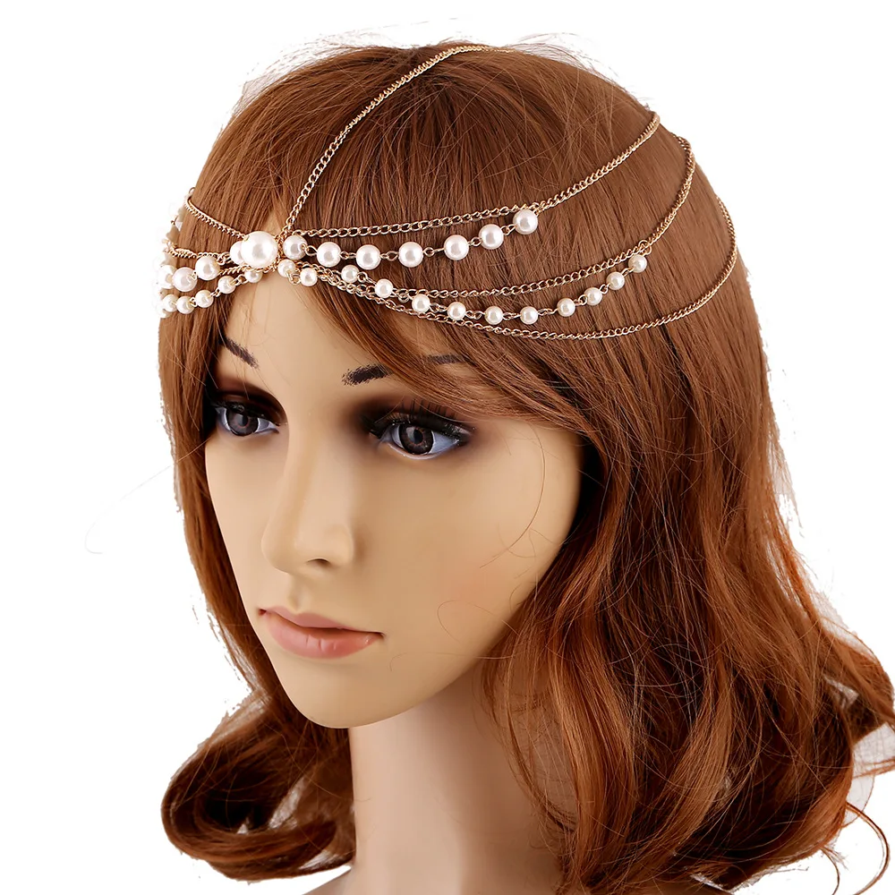 Europe and United States new design hair accessories leaf chain fringed