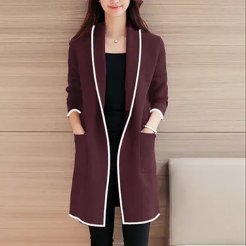 

knitted Cardigan Women autumn Winter Loose Elegant Windbreaker Sweater Slim Long Base Coat Plus size Jeans Jackets Coats 7.19