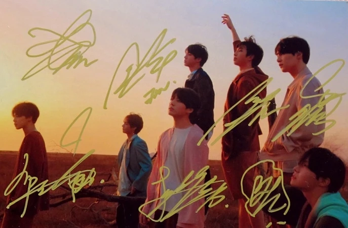 Подпись Bangtan мальчики фото с автографом LOVE YOURSELF слеза K POP 6 дюймов Бесплатная