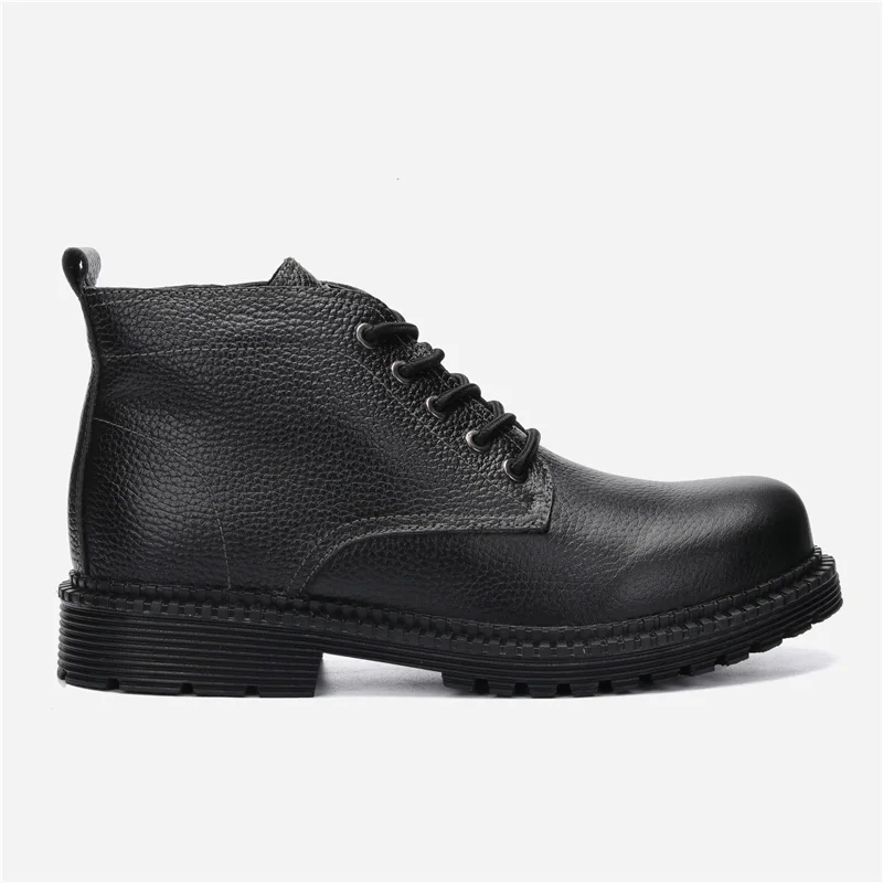 Размер 37-47, мужские осенние ботинки, натуральная кожа, модные ковбойские теплые мужские ботинки ручной работы - Цвет: black