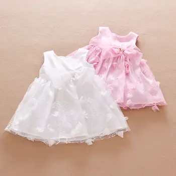 

Flower Bow Girls Dress Sleeveless Summer Baby Baptism Dress Kids Party Wear Princess Dresses Children Girl Clothing