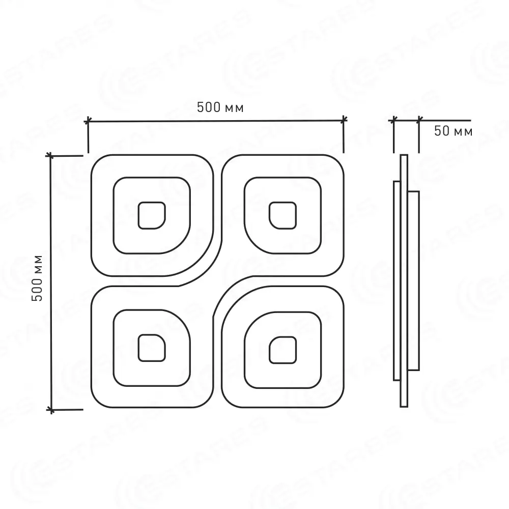 ESTARES Управляемый светодиодный светильник Geometria Quadrate 85w q 500 white 220 ip44|Потолочные
