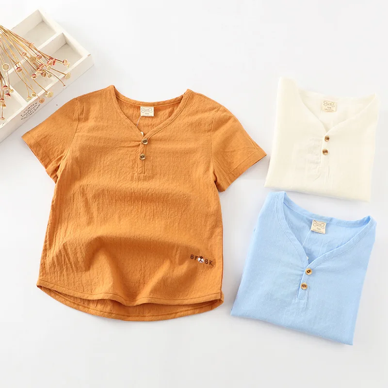 

Summer Children's Clothes Cotton and Linen Short Sleeve Boys'leisure Half Sleeve Boys' Printed Cartoon T-shirts