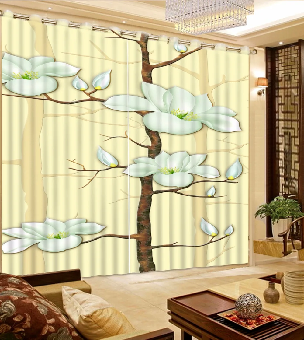 

High Quality 3D Curtains Embossed tree Window Kitchen Curtain For Living Room European Curtains For Living Room