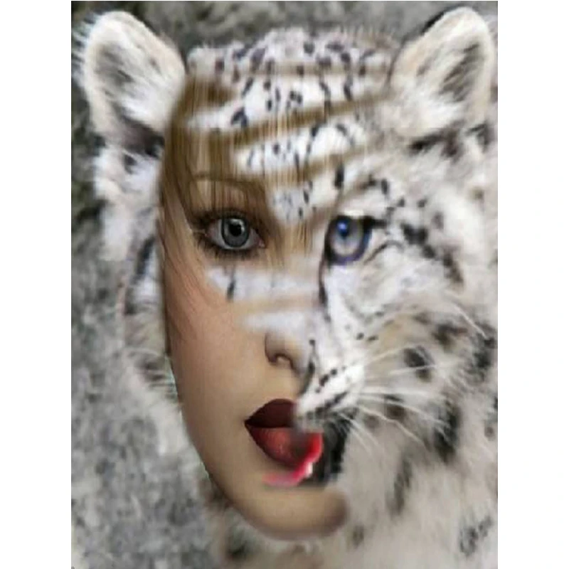 

Full Square/Round Diamond 5D DIY Diamond Set Diamond Embroidery "Woman and Leopard" Cross Stitch Mosaic Home Decor