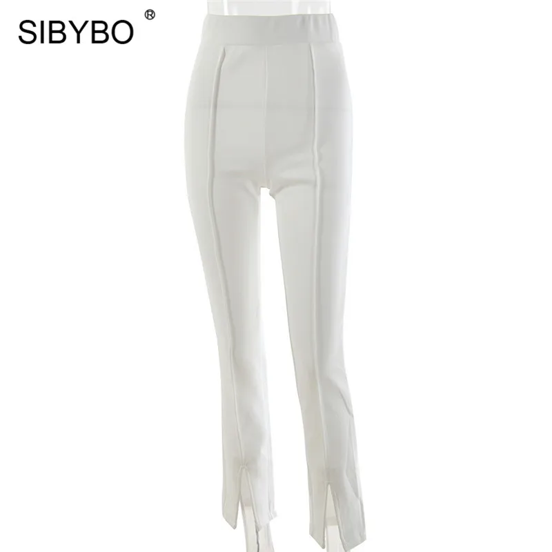Sibybo/летние женские брюки с высокой талией, модные сексуальные брюки-карандаш с эластичной талией, однотонные повседневные женские брюки