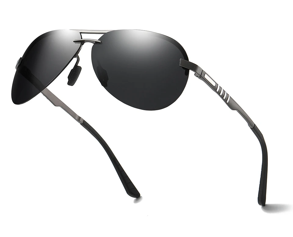 polarized sun glasses half frame brown metal frame (9)