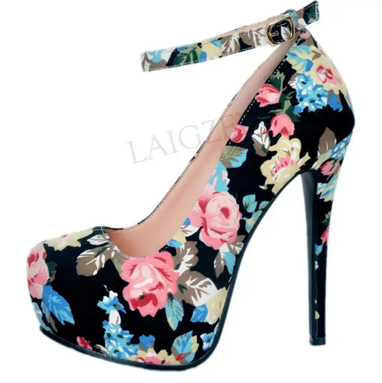 LGZ275 Flowers LAIGZEM выбрать один Для женщин каблуки платформы Женская одежда вечерние ботинки на каблуках вечерние туфли женская обувь zapatos mujer большой размер 34–52 - Цвет: LGZ275 Flowers