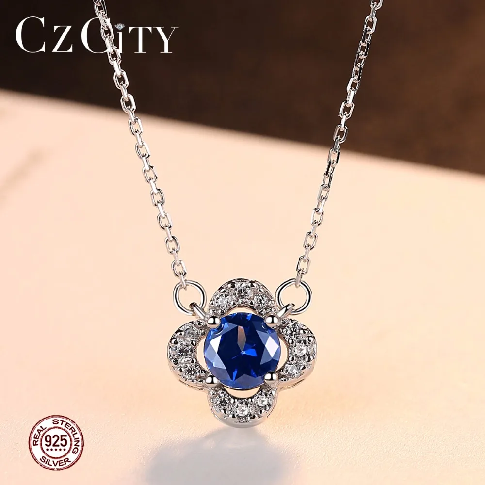 Snøfnugg ekte blå topas massivt sterlingsølvanheng fin kubisk zirkonia bryllupsbrud_voghion.com