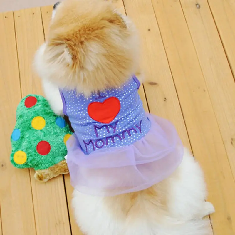 Сердце собаки Летнее платье с принтом букв маленькая собака топы собака, кошка, щенок одежда футболка платье Pet костюмы