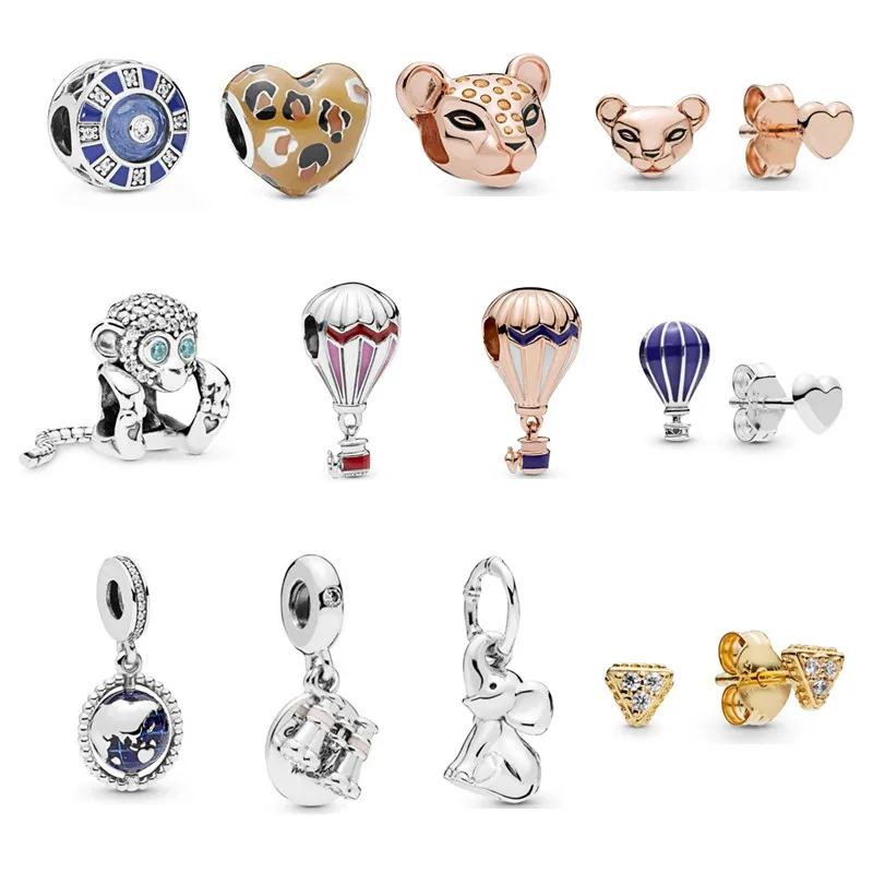 

2019 Summer 100% 925 Sterling Silver Lion Princess Charms Hot Air Balloon Bead Fit European Brand Charm Bracelet DIY Jewelry
