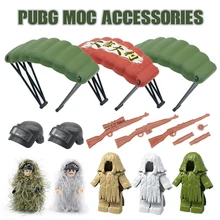 Military Weapon PUBG Accessories Gun Building Blocks Helmet Parachute Ghillie Suit SWAT Soldier Brick Toy Compatible