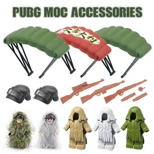 Military Weapon PUBG Accessories Gun Building Blocks Helmet Parachute Ghillie Suit SWAT Soldier Brick Toy Compatible Legoed Army ww2 german mountain division eagle corps military figure gun winter soldier army weapon building block brick legoed children toy