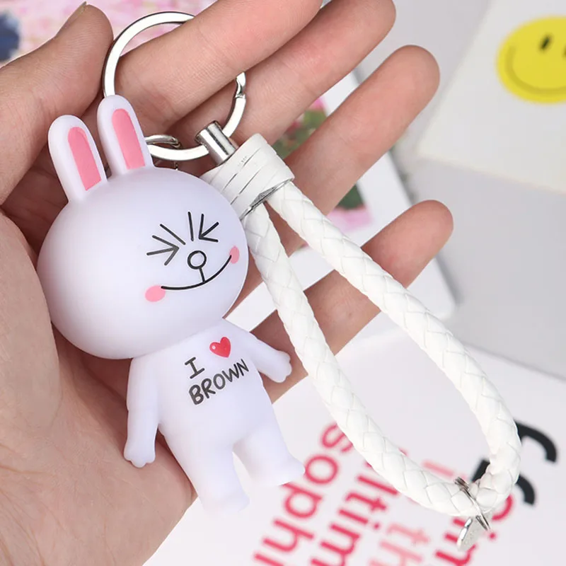Корейский прекрасный мультяшный коричневый медведь милый Cony брелок для ключей