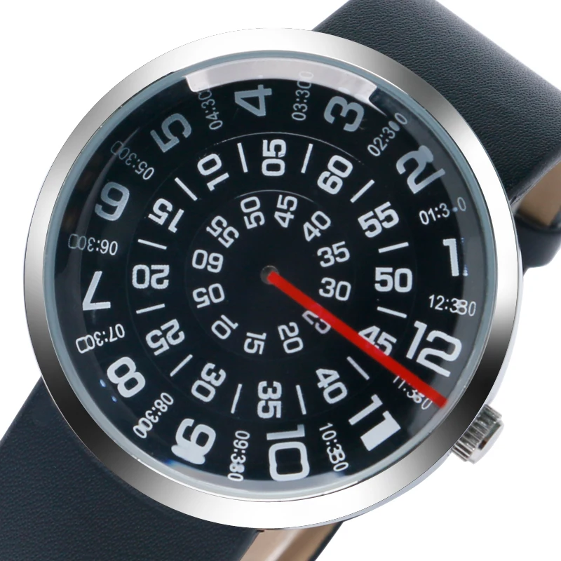

Simple Ladies Quartz Turntable Dial Men Trendy Leather Band Strap Wrist Watch Cool Student Fashion Women Modern