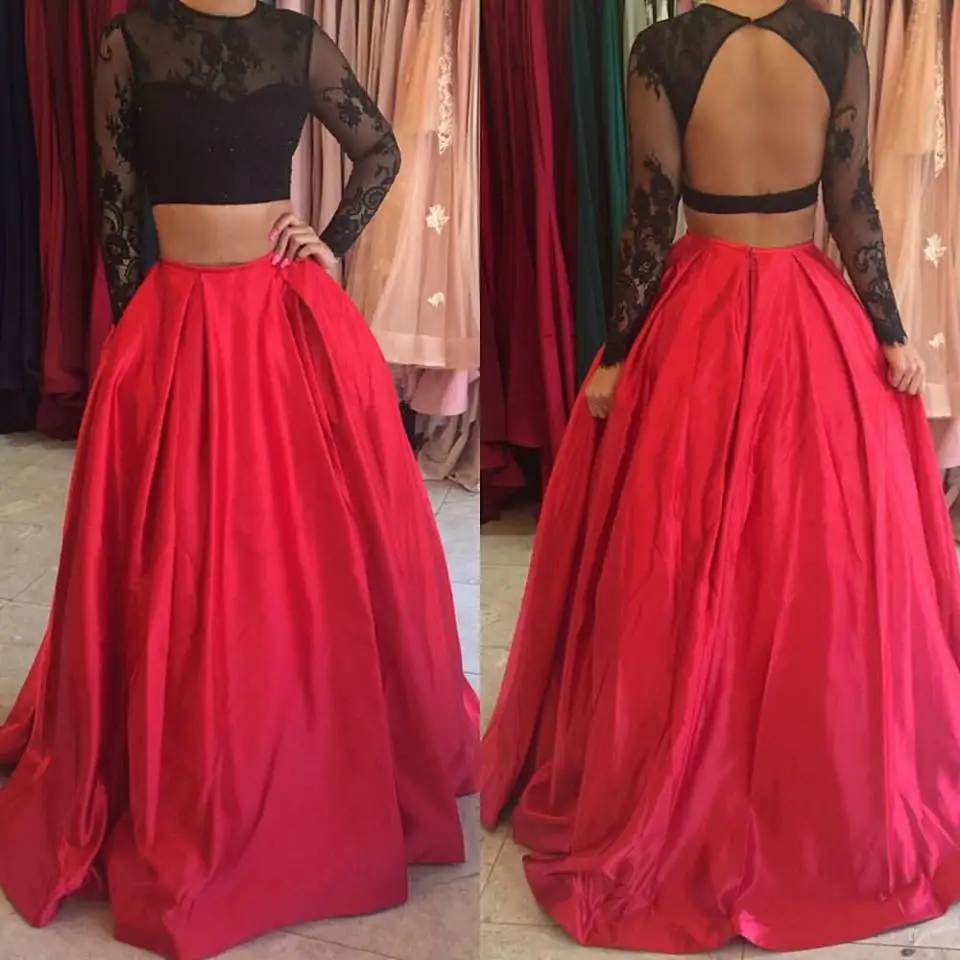black and red evening gown