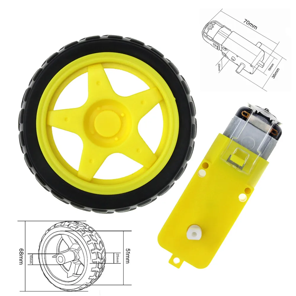 

Deceleration DC TT Motor + Supporting Wheels/ Smart Car Chassis Motor/Robot Car Wheels DIY KIT
