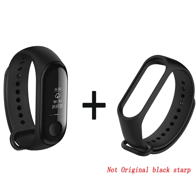 Xiaomi Mi Band 3 Смарт-браслет-черный, 0,78 дюймовый OLED мгновенное сообщение идентификатор звонящего - Цвет: add black starp