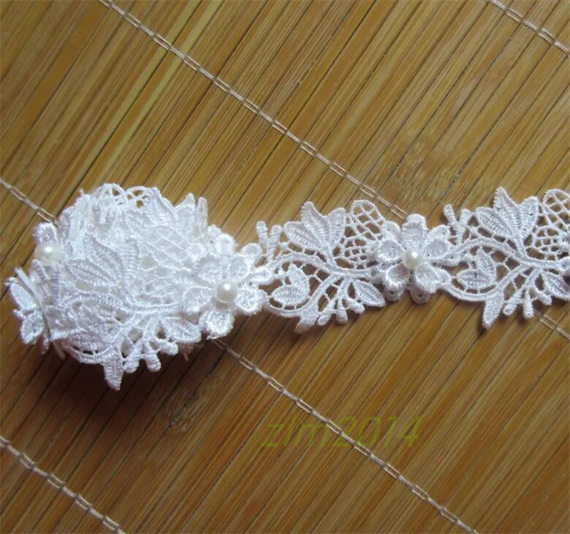 1 Yd Nylon Pearl Beaded Lace Trim Ribbon Applique Sewing Craft Crochet Trimmings