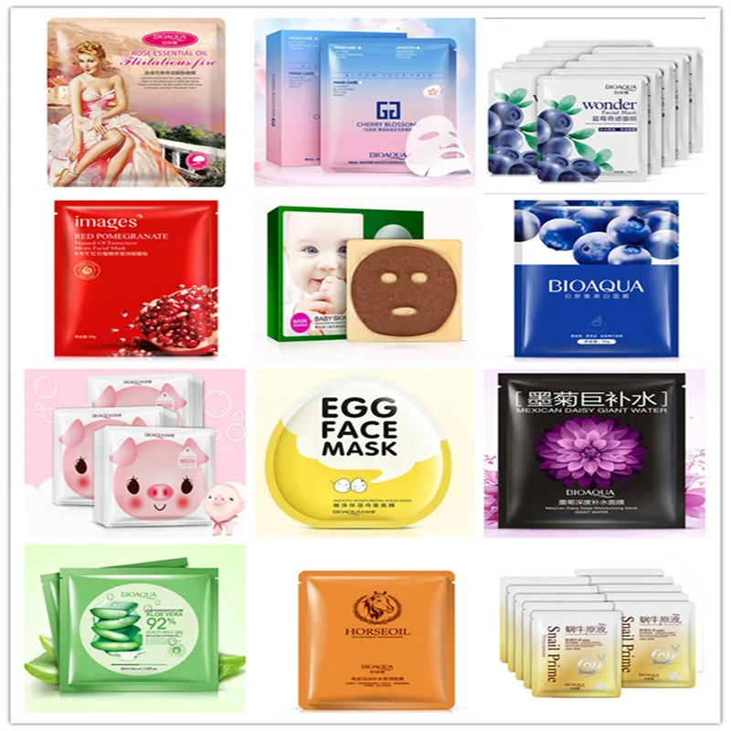 

Bioaqua Skin Care Natural Plant Wrapped Facial Mask Moisturizing Oil Control Whitening Face Masks Multi Extract Shrink Pores