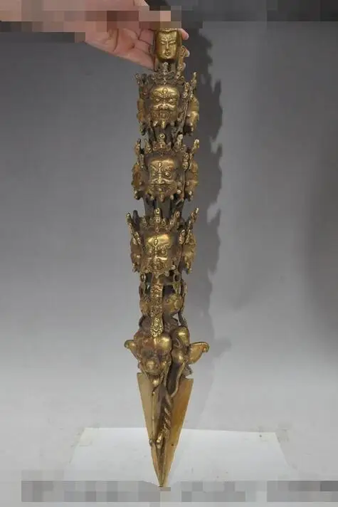 Тибет буддизм латунь Dorje Phurpa sakyamuni Махакала Будда beast Vajra Dagger | Дом и сад