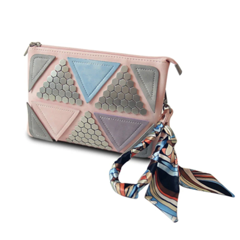 2017 rivet envelope bag spring women s patchwork handbag silk scarf shoulder bag messenger bag small