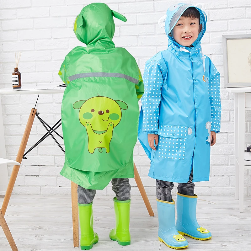 QIAN/плащи для детей возрастом от 3 до 10 лет модная непромокаемая куртка унисекс для детей костюм с капюшоном и рисунком для мальчиков и девочек дождевик с рукавами