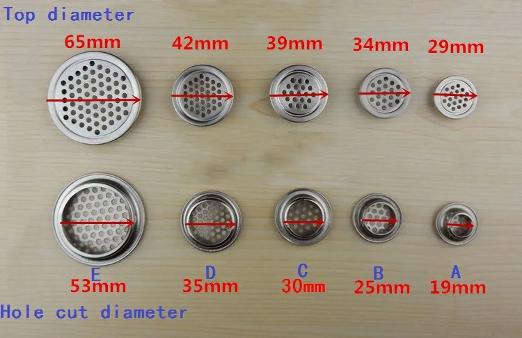 Нержавеющая сталь круглая плоская форма Mesh Cut Dia.19/25/30/35/53 мм гардероба обувной шкаф вентиляционные сетки отверстие вентиляционные отверстия