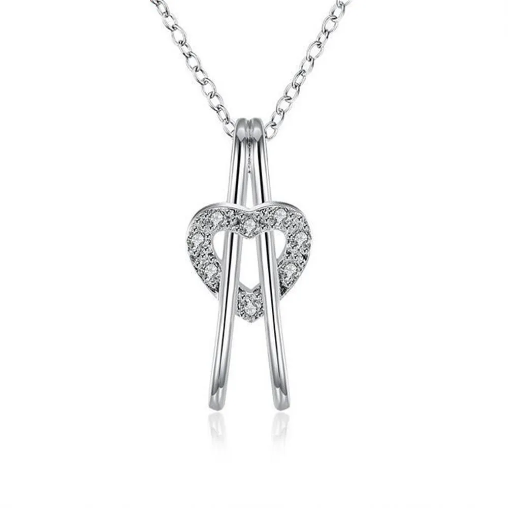 Bulk Collections Pendant Necklace Set 925 Sterling Silver Cubic Zircon Heart Pendant Necklace