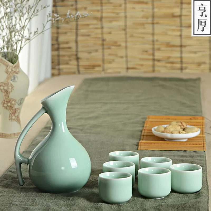 Japanese Style Ceramic Sake Pot Cups Set Wine Liquor Spirits Bottle