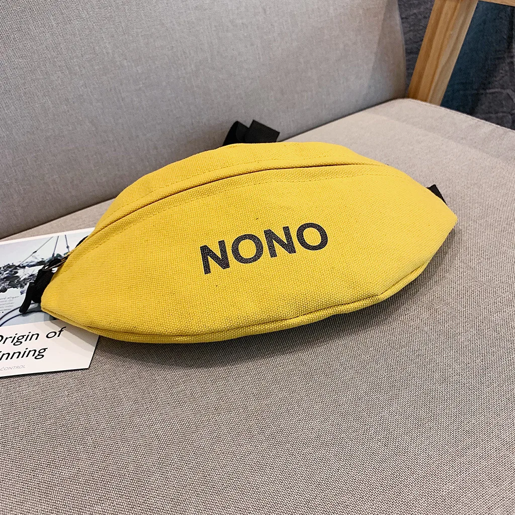 NONO Letter Waist Bag Female Fashion Belt Chest Bag Handbag Unisex Fanny Pack Women Waist Pack Belly Bags Purse Yellow