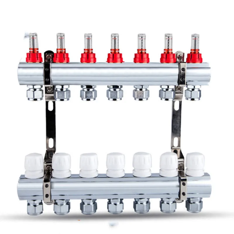 2-8 ways DN25 household water manifold visual flow integrated Floor heating manifold underfloor heating manifold