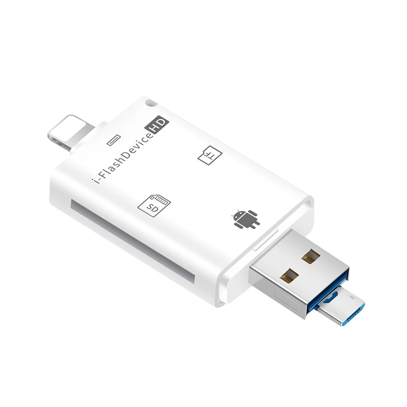 UTHAI C20 кардридер 4 в 1 type-c/Lightning/Micro USB/USB 2,0 для iPhone TF/SD кардридер - Цвет: USB3.0-3in1-white