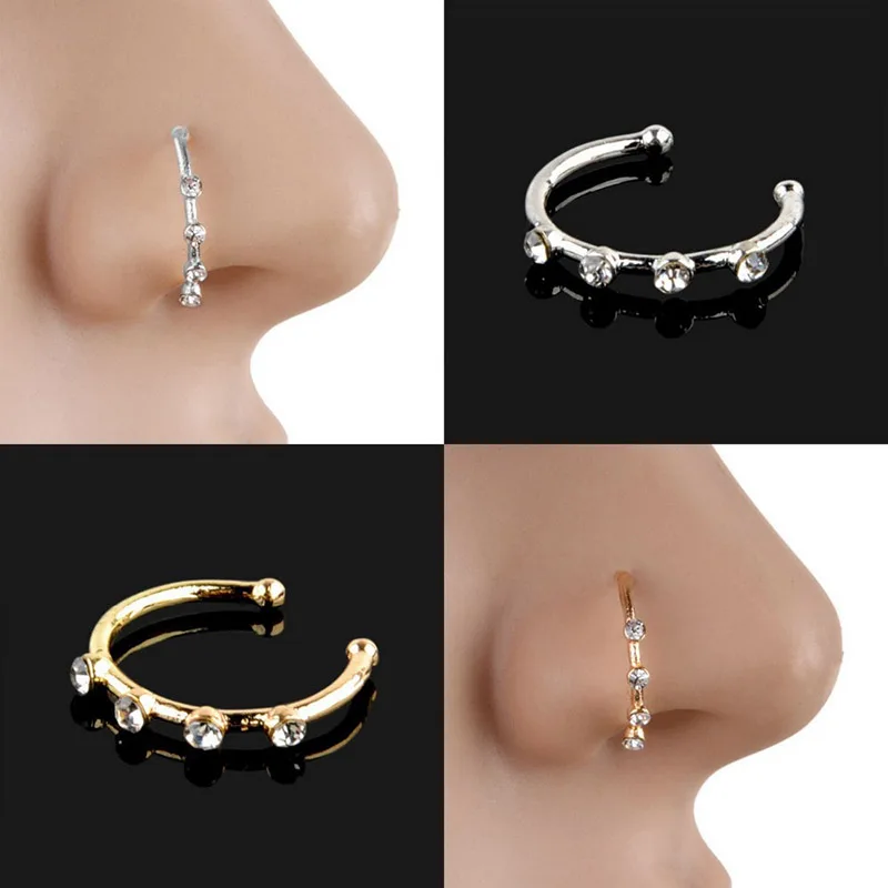 

Zircon Nose Ring Without Piercing Fake Septum Nose Stud Ear Piercing Surgical Steel Cartilage Earring Piercing Tragus Jewelry