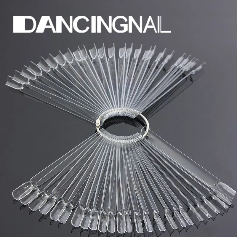 

50PCS/Set Nail Art Tips Fan Natural False Tools Display Board Polish Manicure Fans Shape Gel Polish Color Practice Show Tools