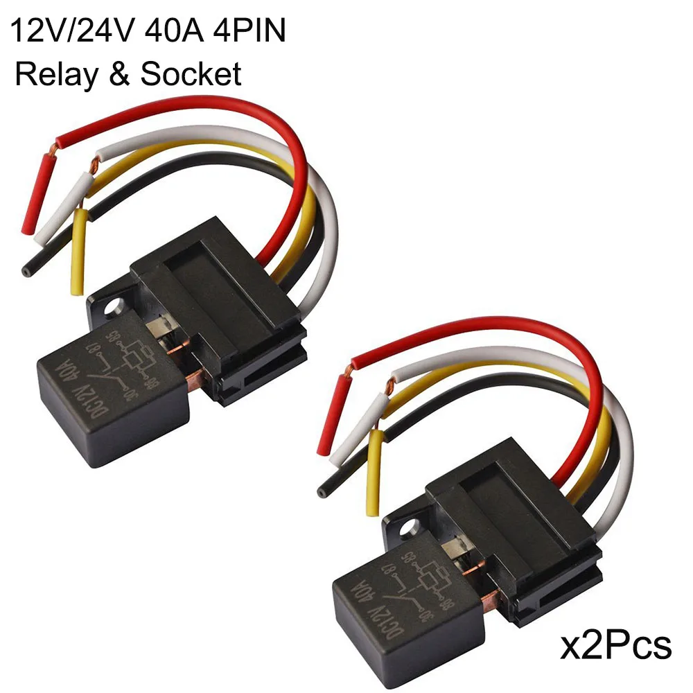 AUTO Relè Presa 4Pin Supporto Relay DC12V 40A Con 4 Cavi Socket Relè