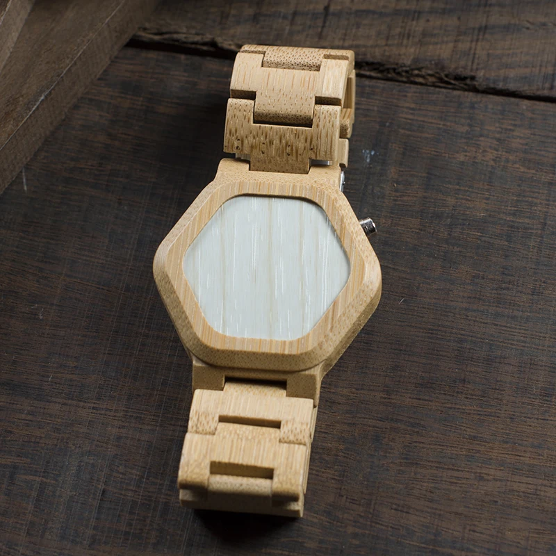 *Bamboo Watch Mini LED with Unique Time Display