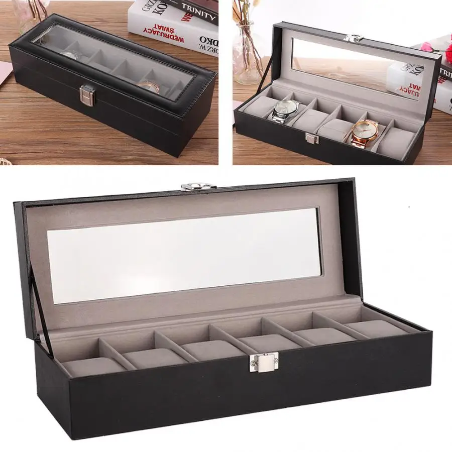 6 Slots Watch Storage Box Case Organizer Jewelry Collection Display Container Holder a |
