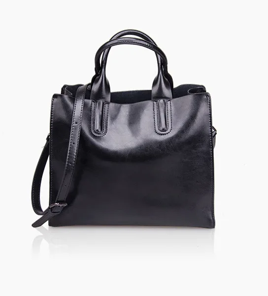 Модные черные и белые сумки женские сумки на плечо из натуральной кожи для переноски брендовая дизайнерская ручная сумка для женщин Повседневная Bolsa Mujer - Цвет: Black