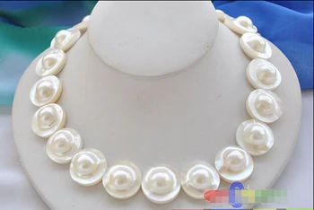

Free shipping@@@@@ PERFECT AAA++ 18" 22mm WHITE ROUND SOUTH SEA MABE PEARL NECKLACE